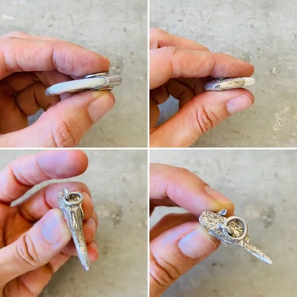 ♥️ Gypsy Silver ♥️ Sterling Silver & MOP Hand Stamped Horseshoe Pendant - Picture 4 of 7